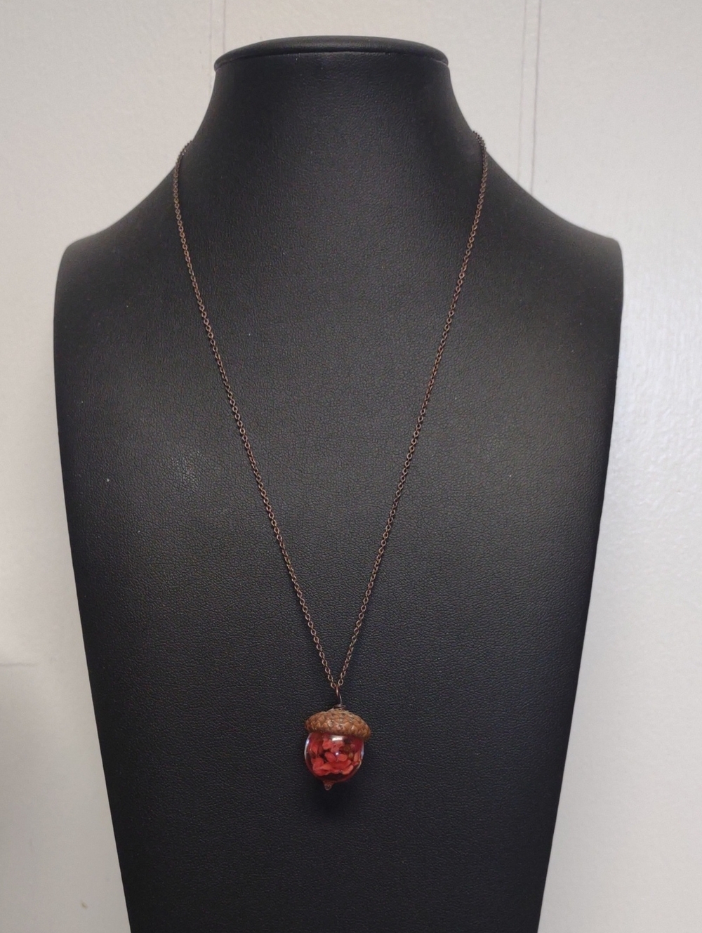 Red Acorn Pendant Necklace